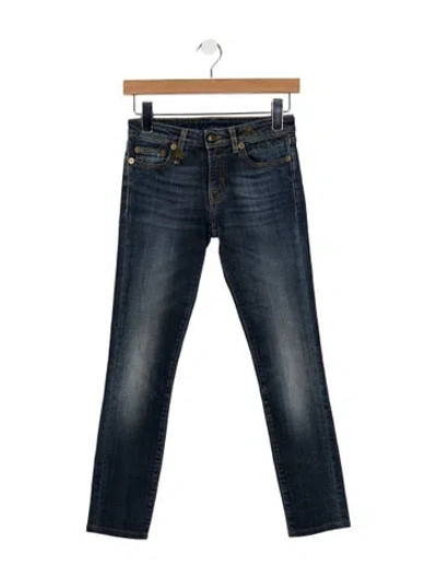 Pre-owned R13 Mid-rise Straight Leg Jeans In Blue