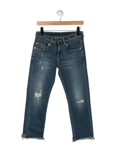 Pre-owned R13 Mid-rise Straight Leg Jeans In Blue