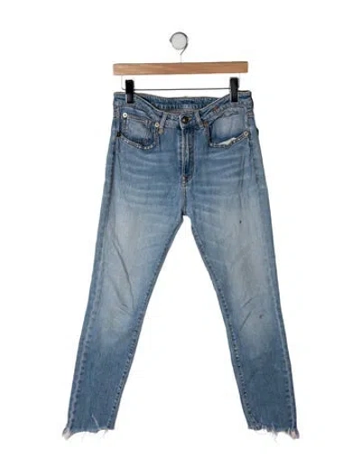Pre-owned R13 Mid-rise Straight Leg Jeans In Blue