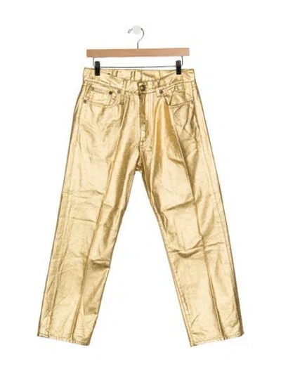 Pre-owned R13 Mid-rise Straight Leg Jeans In Gold