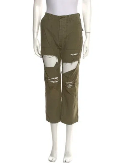 Pre-owned R13 Mid-rise Straight Leg Jeans In Green