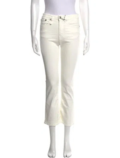 Pre-owned R13 Mid-rise Straight Leg Jeans In White