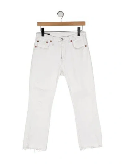 Pre-owned R13 Mid-rise Straight Leg Jeans In White