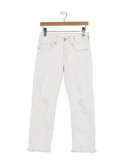 Pre-owned R13 Mid-rise Straight Leg Jeans In White