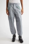 R13 Cropped Cargo Pants In Faded Steel Blue Canvas