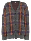 R13 Mohair Boyfriend Cardigan Multi Mohair Plaid In Grey