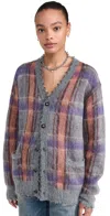 R13 Mohair Boyfriend Cardigan Multi Mohair Plaid In Multi Mohair Plaid