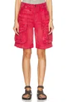 R13 Red Multi Pocket Baggy Denim Shorts In Vivid Red