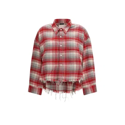 R13 Plaid Shirt With Frayed Hem In Multi