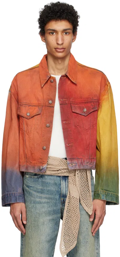 R13 Multicolor Eli Denim Jacket In Multicolor Spray Dye