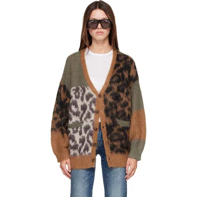R13 Multicolor Oversized Cardigan In Brown