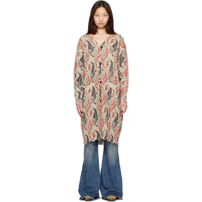 R13 Multicolor Printed Long Cardigan In Red