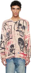 R13 Multicolor Printed Oversized Sweater In Skull Graffiti Print