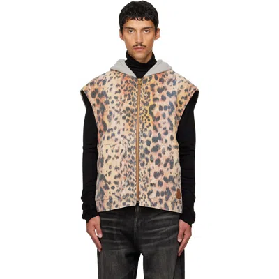 R13 Multicolor Relaxed Workwear Vest In Vintageorangeleopard