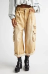 R13 Multipocket Crop Cargo Jeans In Faded Wheat