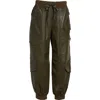 R13 Multipocket Leather Balloon Pants In Olive