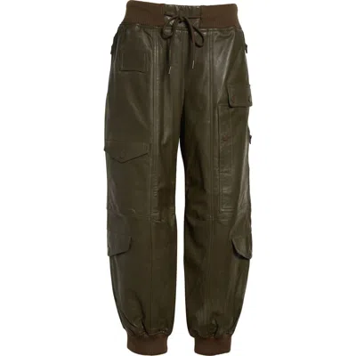 R13 Multipocket Leather Balloon Pants In Olive