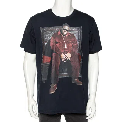 R13 Navy Blue Cotton Biggie Throne Curtis Printed Short Sleeve T-shirt In Black