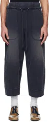 R13 Navy Deconstructed Cropped Sweatpants In Navy