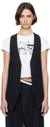 R13 Navy Elongated Vest In Dark Navy Stripe