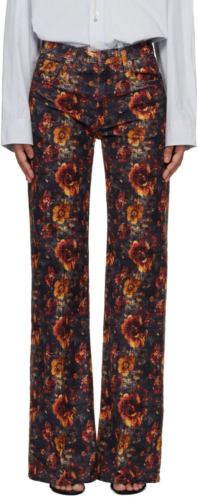 R13 Navy Straight Charlotte Jeans In Multi