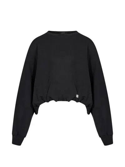 R13 New York 13 Logo-print Cropped Sweatshirt In Black