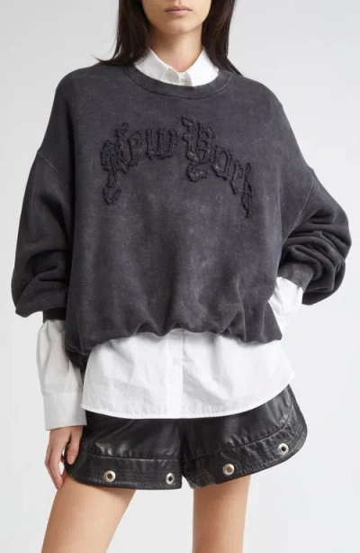 R13 New York Appliqué Balloon Sweatshirt In Black