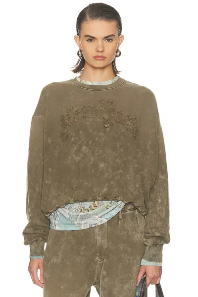 R13 New York Balloon Crewneck Sweater In Brown