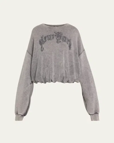 R13 New York Balloon Crewneck Sweatshirt In Acid Grey