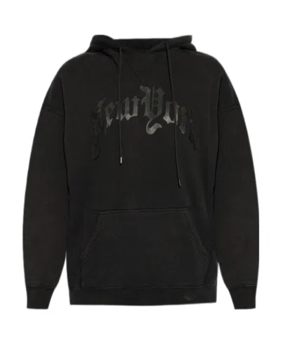R13 New York Cotton Blend Hoodie In Black