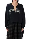 R13 New York Cropped Crew Neck Sweatshirt Acid Black In Acid Black