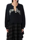 R13 New York Cropped Crew Neck Sweatshirt Acid Black In Acid Black