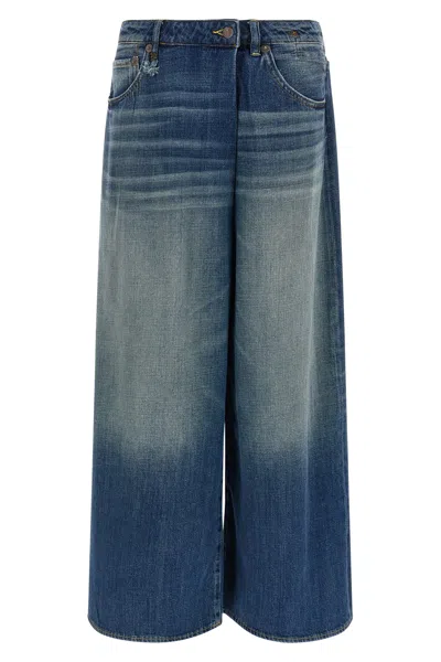 R13 Nico Faded-effect Wide-leg Jeans In Blue