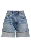 R13 Blue Nina Denim Shorts In Barter Indigo