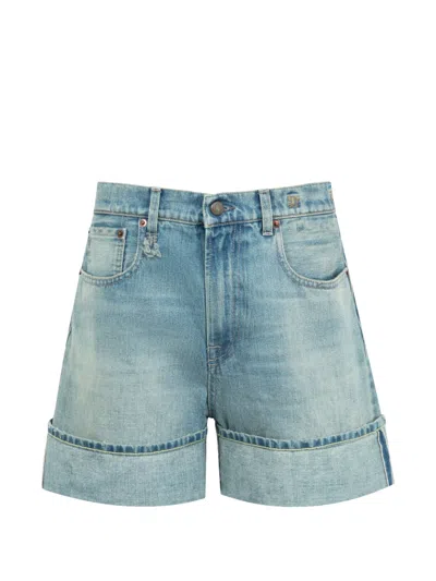 R13 Nina Turned-up Denim Shorts In Blue