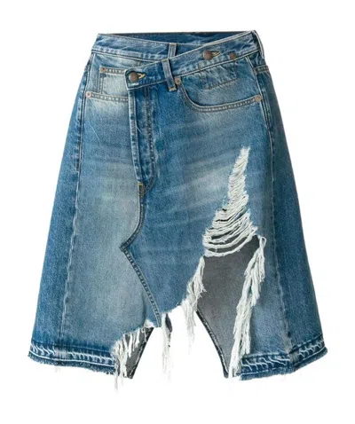 R13 Norbury Denim Midi Skirt In Blue