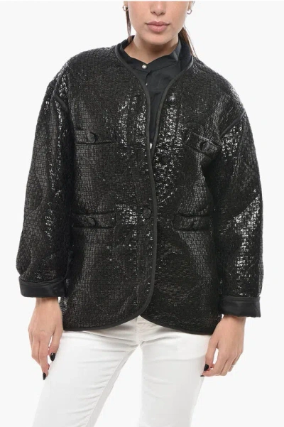 R13 Nylon Tweed Quilted Jacket In Black