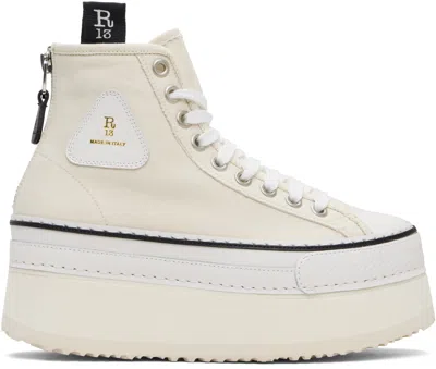 R13 Off-white Courtney Platform High Top Sneakers In Sand