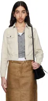 R13 Off-white Cropped Rider Denim Jacket In Ivory Beefy Twill
