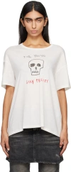 R13 Slogan-print T-shirt In Ecru