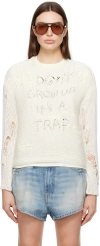 R13 Off-white Distressed Sweater In Ecru