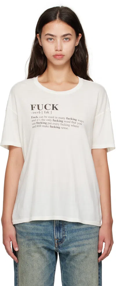 R13 Off-white 'fuck' Relaxed T-shirt In Sand