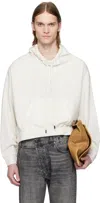 R13 Off-white Funnel Neck Cropped Popover Sweatshirt In Ecru