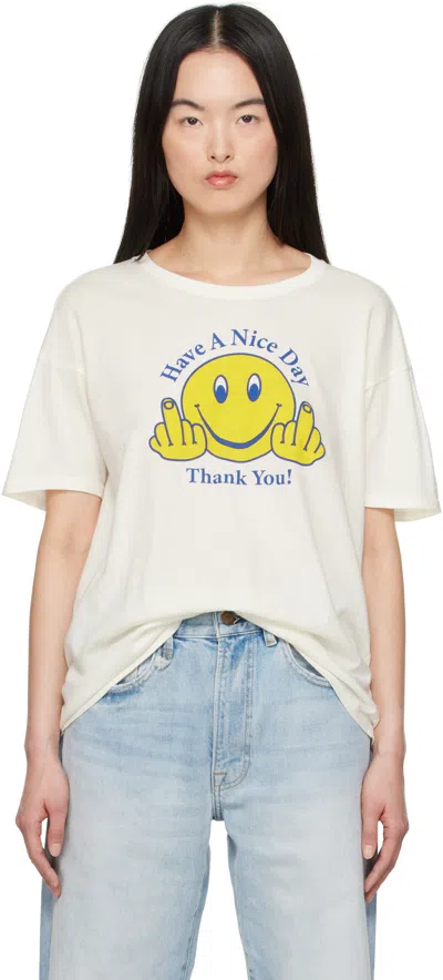 R13 OFF-WHITE 'HAVE A NICE DAY' RELAXED T-SHIRT