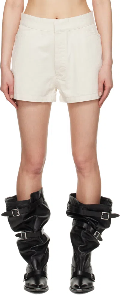 R13 Off-white Lace Back Sailor Shorts In Natural Slubby Twill