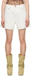 R13 Off-white Nina Denim Shorts In Bennett White Selved