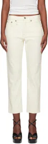 R13 Off-white Romeo Jeans In Ecru Stretch