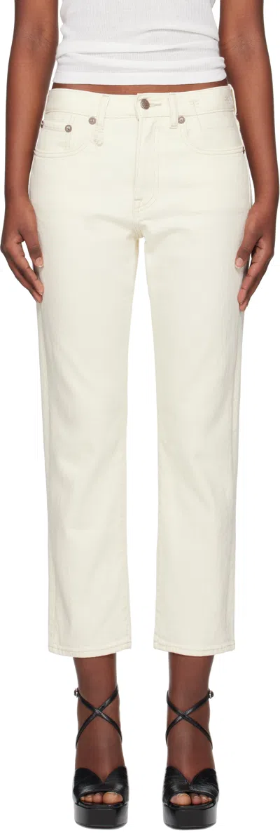R13 Off-white Romeo Jeans In Ecru Stretch