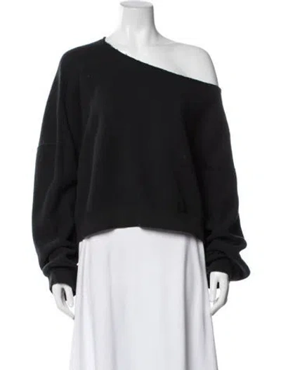 Pre-owned R13 Off-the-shoulder Long Sleeve Sweatshirt In Blue
