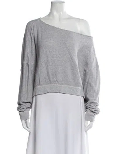 Pre-owned R13 Off-the-shoulder Long Sleeve Sweatshirt In Gray